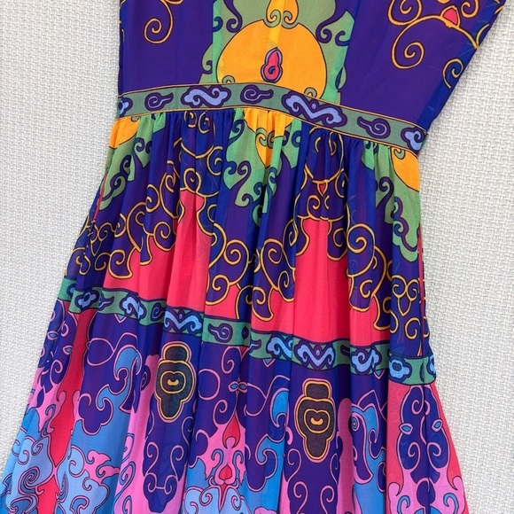 Modcloth Boho Indigo Muster the Length Maxi Dress Multicolor V-Neck S Festival - Picture 11 of 13